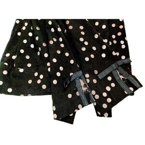 Croft Barrow Y2K Stretch pants black gold dots slim fit bows at ankles Sz 10